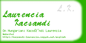 laurencia kacsandi business card